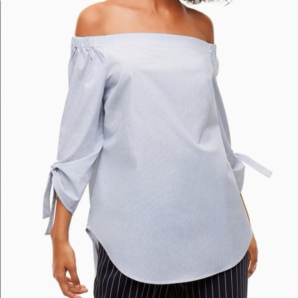 BNWOT Babaton Aritzia Malik Blouse in Blue Harbour Stripe Sz XXS